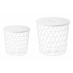 Meubletmoi - 2 tables basses gigognes rondes métal filaire blanc - evy Meubletmoi - 2 tables basses gigognes rondes métal filaire blanc - evy