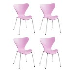Meubletmoi - lot 4 chaises roses empilables avec pieds m�tal chrom� - pop