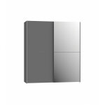 Meubletmoi - armoire 2 portes coulissantes 5 tablettes gris foncé miroir - jeik Meubletmoi - armoire 2 portes coulissantes 5 tablettes gris foncé miroir - jeik