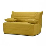 Meubletmoi - banquette lit bz 140x190 cm en tissu jaune et matelas 12 cm - cyriac