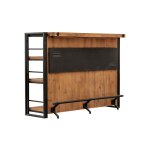 Meubletmoi - bar industriel comptoir 140 cm en bois d'acacia et mtal - workshop