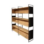 Bibliothèque filaire 6 étagères bois recyclé et métal noir - cabanon Bibliothèque filaire 6 étagères bois recyclé et métal noir - cabanon