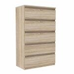 Grande commode 5 tiroirs dcor chne clair textur - benny