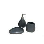 Set 3 accessoires salle de bain gris anthracite - lara