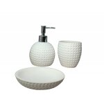 Set 3 accessoires salle de bain rond blanc - julia