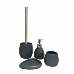 Meubletmoi - set 4 accessoires gris anthracite salle de bain - lara