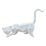 Meubletmoi - statue chat gomtrique et cubique blanc l43 cm - white cat