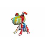 Meubletmoi - statue chien assis avec peinture multicolore h. 28 cm - snoop drips 2