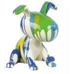 Meubletmoi - statue chien assis avec peinture bleu et vert h. 28 cm - snoop drips 1 Meubletmoi - statue chien assis avec peinture bleu et vert h. 28 cm - snoop drips 1