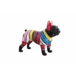 Meubletmoi - statue chien noir  bandes peinture multicolore en rsine - arthur