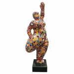 Meubletmoi - statue femme jambe plie avec mosaque multicolore h60 cm - lady musa