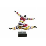 Meubletmoi - statue femme multicolore en résine peinture rayures - lady lizzy Meubletmoi - statue femme multicolore en résine peinture rayures - lady lizzy