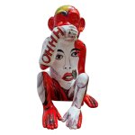 Meubletmoi - statue singe main sur la bouche et dessins pop art h39 cm - rafiki