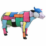 Statue vache avec carreaux de peintures multicolores h39 cm - vikki