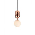 Meubletmoi - suspension boule en verre opaque et m�tal cuivr� - globe