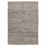 Meubletmoi - tapis tress en cuir et coton gris 100 x 150 cm - suelo 6742