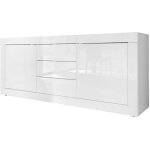 Meublorama - buffet 2 portes 3 tiroirs, collection isora, coloris blanc laqu� brillant