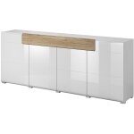 Meublorama - buffet 200cm collection ohio. coloris blanc et finitions ch�ne