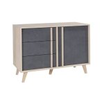 Meublorama - buffet enfilade bahut petit modle malmo chne clair et gris bton