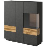 Meublorama - buffet haut kiles trois portes. coloris gris anthracite et ch�ne. style design