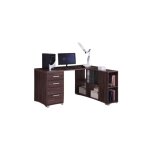 Meublorama - bureau d'angle contemporain izmir ? coloris noyer et gris ? 9 espaces de rangement