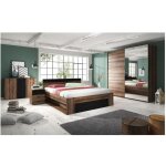 Meublorama - chambre à coucher eos : armoire, lit 160x200, commode, chevets. couleur chêne foncé et noir ... Meublorama - chambre à coucher eos : armoire, lit 160x200, commode, chevets. couleur chêne foncé et noir ...