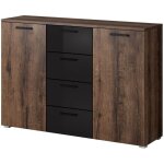Meublorama - commode design 2 portes et 4 tiroirs 130cm. collection floyd coloris chêne foncé et noir ... Meublorama - commode design 2 portes et 4 tiroirs 130cm. collection floyd coloris chêne foncé et noir ...