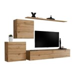 Meublorama - ensemble meuble salon switch v design, coloris chne wotan.