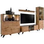Ensemble meubles de salon tino composé de quatre meubles et d'une étagère de style industriel. Ensemble meubles de salon tino composé de quatre meubles et d'une étagère de style industriel.