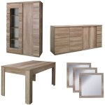Ensemble salle  manger romi ? buffet, vaisselier, table 160 cm, miroirs ? chne dab canyon