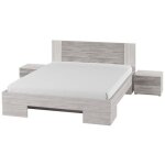 Lit adulte 160x200 collection irina. chevets int�gr�s. coloris gris clair et gris fonc�