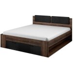 Lit adulte 180x200 avec tiroirs intégrés - collection floyd. coloris chêne foncé et noir Lit adulte 180x200 avec tiroirs intégrés - collection floyd. coloris chêne foncé et noir