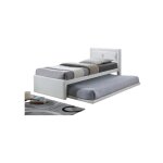 Meublorama - lit avec tiroir - lit rodan ? 90x200 cm ? similicuir blanc ? sommier inclus ? style moderne ...