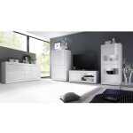 Meublorama - meuble tv 1 porte isora ? blanc laqu� brillant ? design moderne et �l�gant