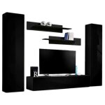 Meublorama - meuble tv fly a1 design, coloris noir brillant. meuble suspendu moderne et tendance pour ...