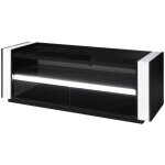 Meublorama - meuble tv lina noir et blanc avec led ? 143 x 50 x 52 cm