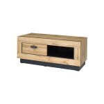 Meublorama - meuble tv malaga - coloris ch�ne wotan et noir - style industriel - 120 x 45 x 48 cm