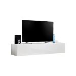 Meublorama - meuble tv suspendu fly ? design moderne ? blanc brillant ? systme push to open