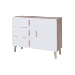 Meublorama - petit buffet oslo - style scandinave - coloris ch�ne et blanc - 100 x 78 x 40 cm