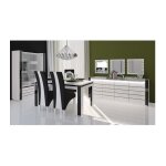 Meublorama - salle  manger lina buffet + vitrine + table 160cm + 3 miroirs