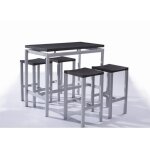 Meublorama - table a manger avec chaises - 1 table haute et 4 tabourets. collection design real. pratique ...