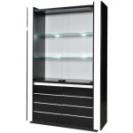 Vitrine argentier vaisselier lina noir et blanc avec led ? 4 portes battantes