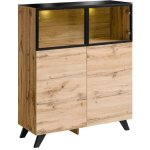 Meublorama - vitrine basse tino + led. meuble dco type scandinave, design pour votre salon.