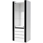Vitrine petit modle lina blanche et noire avec led ? 72 x 185 x 45 cm
