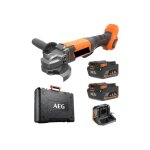 Aeg ? meuleuse 18v 125 mm avec 2 batteries 4, 0 ah ? vitesse 8500 tr / min ? s�curit� renforc�e ? carter ...