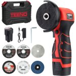 Meuleuse d'angle 19 500 rpm - disqueuse sans fil 76mm, kit complet avec 2 batteries 2000mah et 6 disques ...