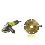 Ryobi - meuleuse d'angle 800w 125mm - 2 disques diamants rag800 - 125sd2