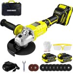 Meuleuse d'angle sans fil 20v dewinner, �125 mm, 8500 tr / min, avec rotation 90�gauche / droite, 3 vitesses, ...