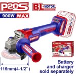 Meuleuse d'angle sans fil brushless elag21154 emtop 20v