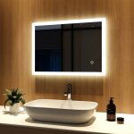 Meykoers - miroir salle de bain 50x70cm miroir lumineux led, miroir cosmtiques mural avec clairage, ...